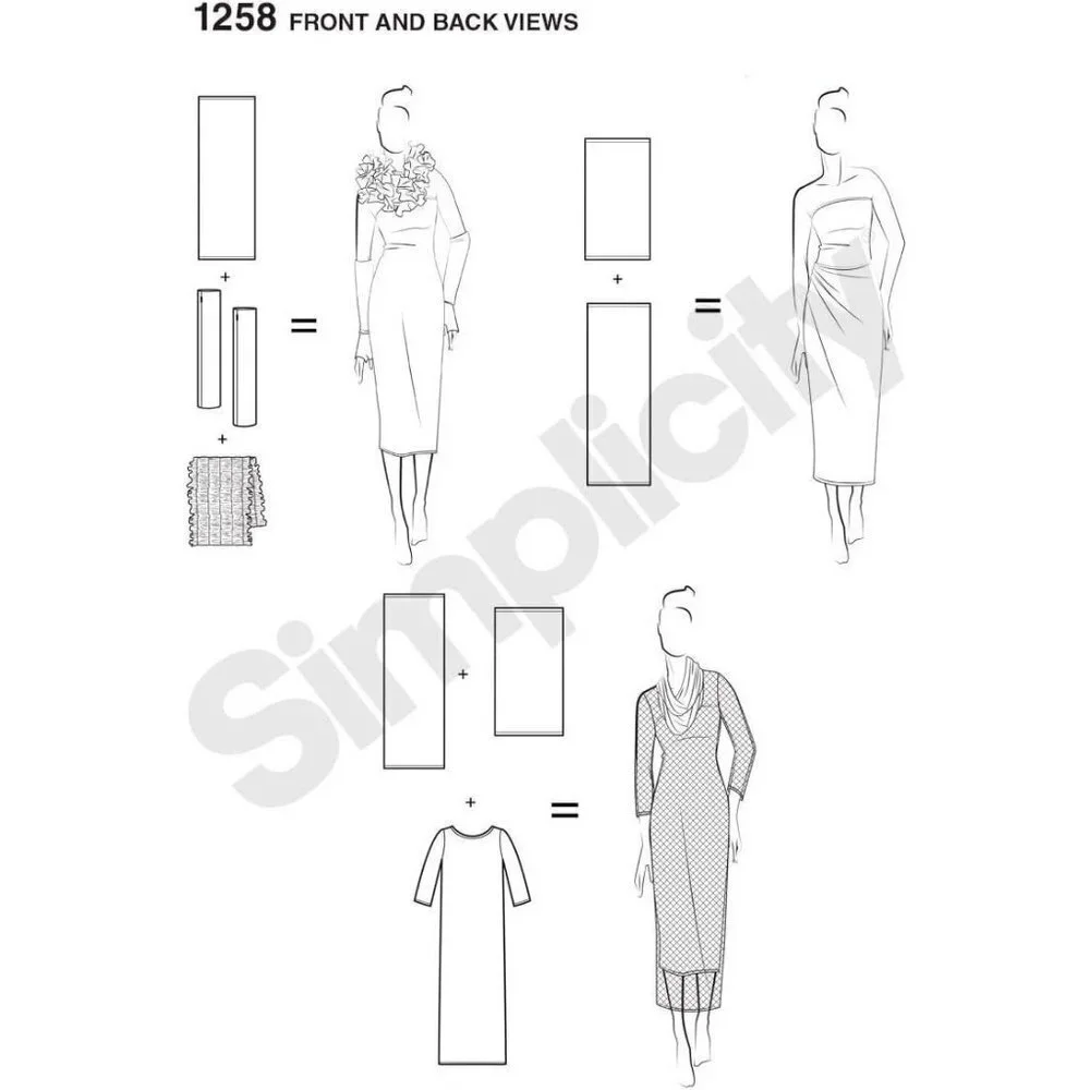 Simplicity Sewing Pattern‎ 1258 Dress Guantlets Wrap Misses Size XXS-XXL